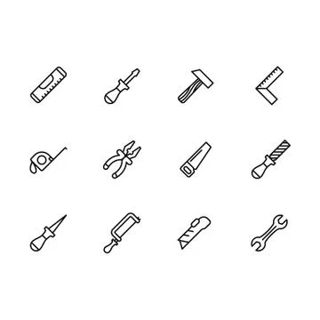 Simple set work tools, repair tools for locksmith and craft workshop for foreman Stock Illustration