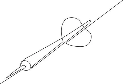 Simple sewing needle with thread illustration Vector Stock Illustration
