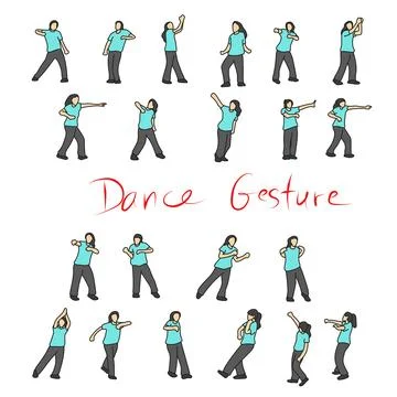 Simple shape dancing people illustration vector hand drawn isolated イラスト素材