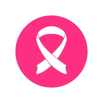 Simple Shape Pink Ribbon Round Icon Stock Illustration