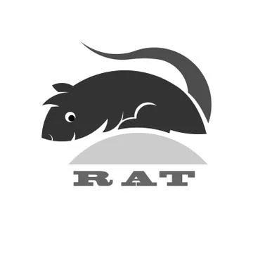 Simple shape of rat, icon or logo for web. Stock Illustration