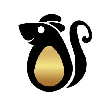 Simple shape of rat, icon or logo for web. Stock Illustration