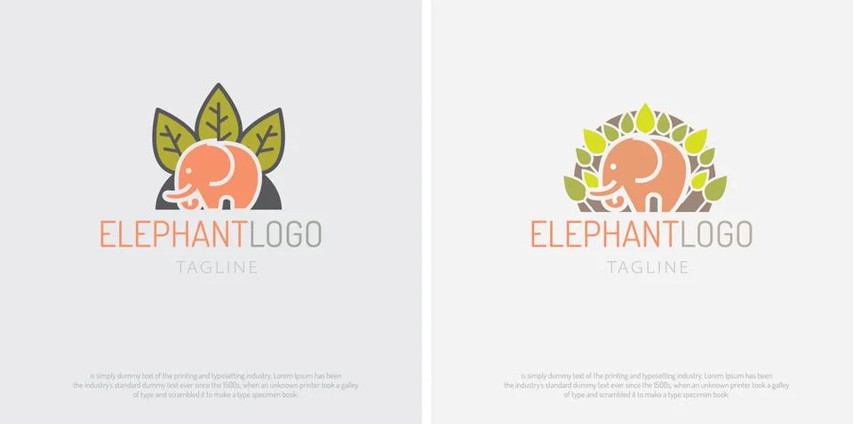 Simple shape two elephant modern logo design vector illustration. Illustrazione stock
