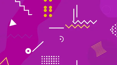 Simple shapecolorful geometry In retro Memphis style, 80s - 90s. Stock Footage 210843506