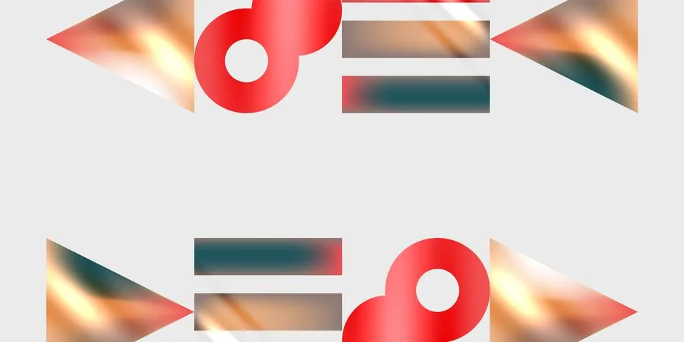 Simple shapes - circles, triangles, rectangles abstract background. Vector Illustrazione stock