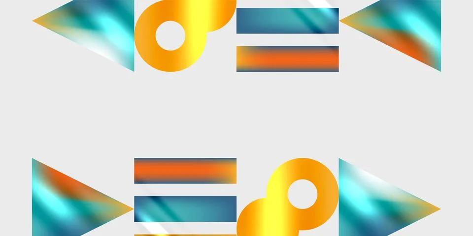 Simple shapes - circles, triangles, rectangles abstract background. Vector Stock Illustration