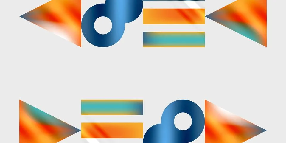 Simple shapes - circles, triangles, rectangles abstract background. Vector Stock Illustration