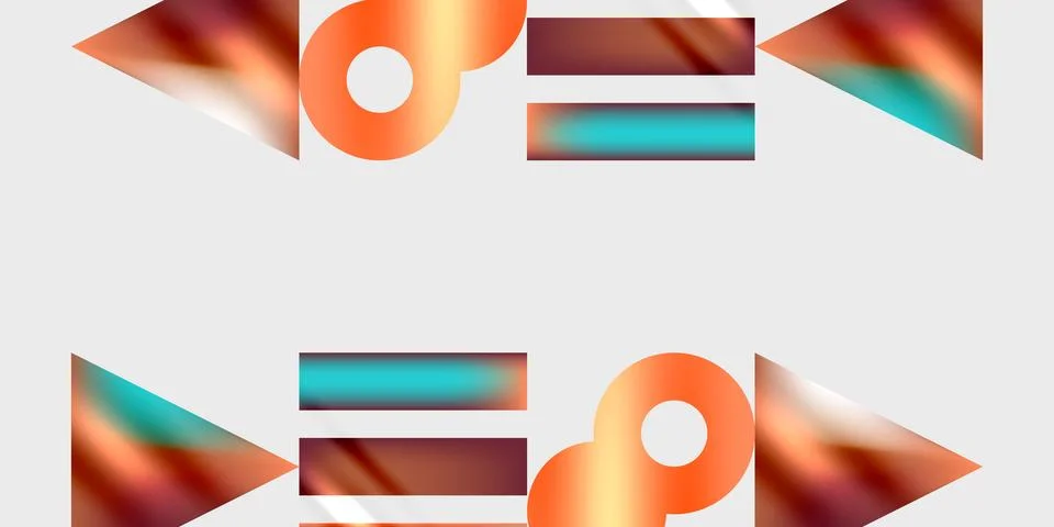 Simple shapes - circles, triangles, rectangles abstract background. Vector Stock Illustration