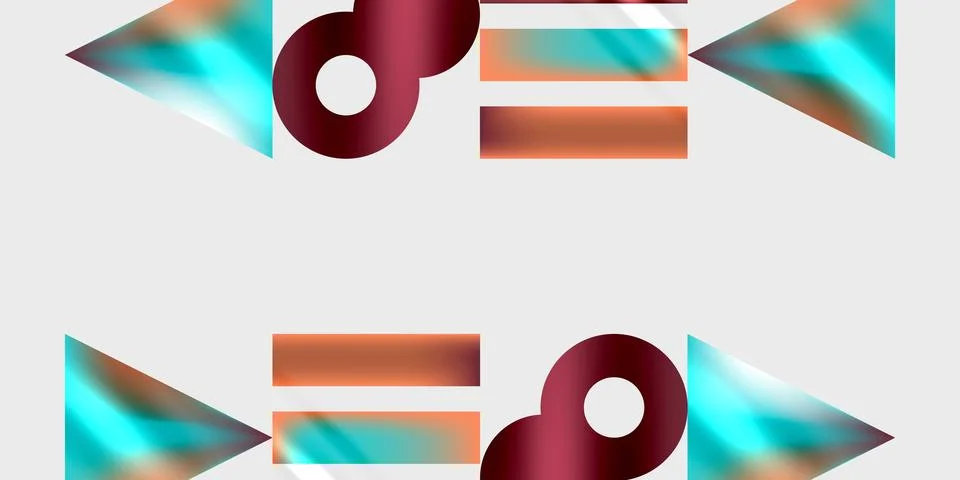 Simple shapes - circles, triangles, rectangles abstract background. Vector Illustrazione stock