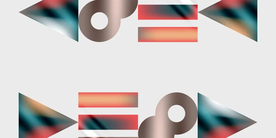 Simple shapes - circles, triangles, rectangles abstract background. Vector Stock Illustration