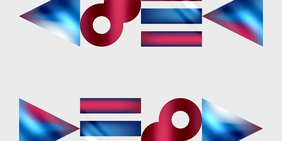 Simple shapes - circles, triangles, rectangles abstract background. Vector Stock Illustration