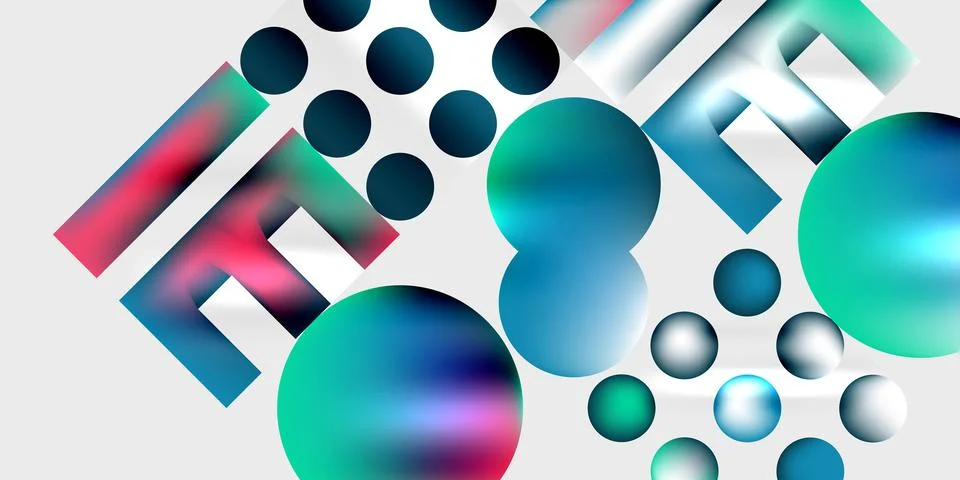 Simple shapes - circles, triangles, rectangles abstract background. Vector Stock Illustration