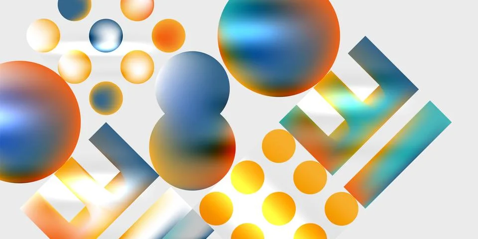 Simple shapes - circles, triangles, rectangles abstract background. Vector Stock Illustration