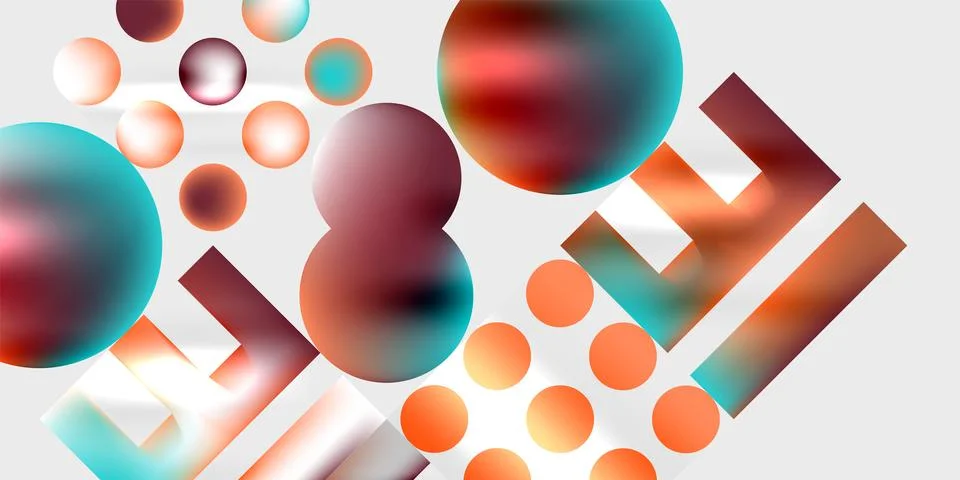 Simple shapes - circles, triangles, rectangles abstract background. Vector Stock Illustration