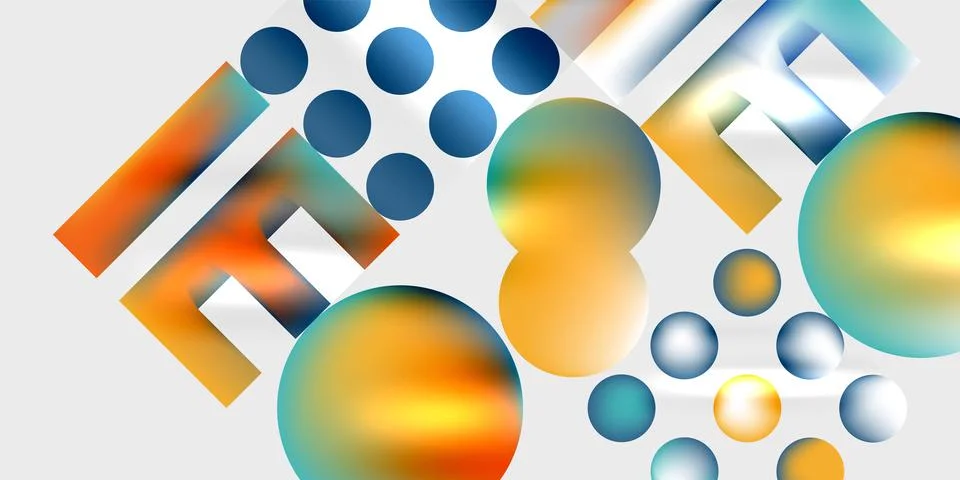 Simple shapes - circles, triangles, rectangles abstract background. Vector Stock Illustration