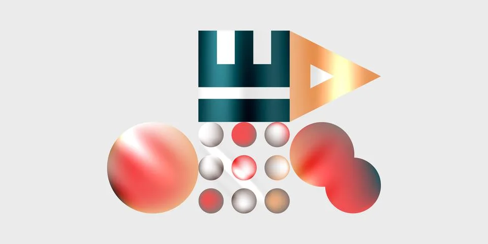 Simple shapes - circles, triangles, rectangles abstract background. Vector Stock Illustration
