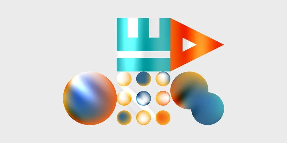 Simple shapes - circles, triangles, rectangles abstract background. Vector Stock Illustration