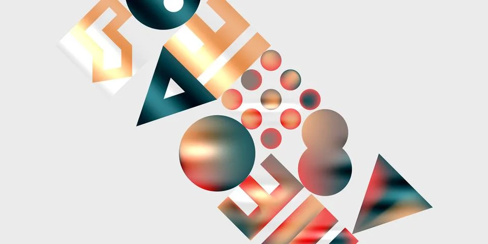 Simple shapes - circles, triangles, rectangles abstract background. Vector Stock Illustration