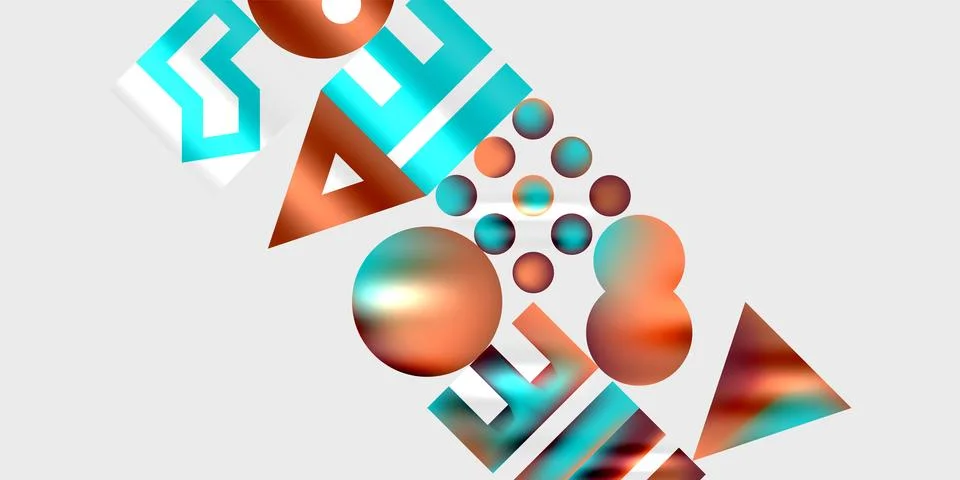 Simple shapes - circles, triangles, rectangles abstract background. Vector Stock Illustration