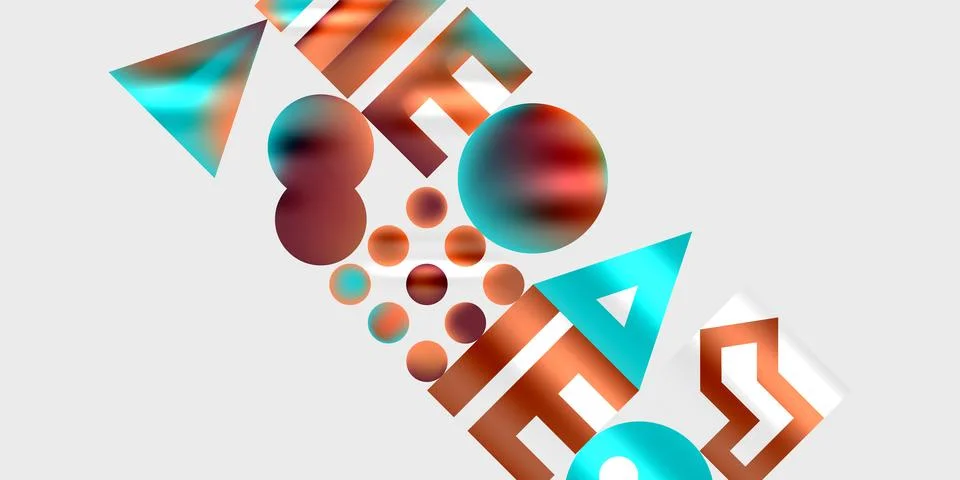 Simple shapes - circles, triangles, rectangles abstract background. Vector Stock Illustration
