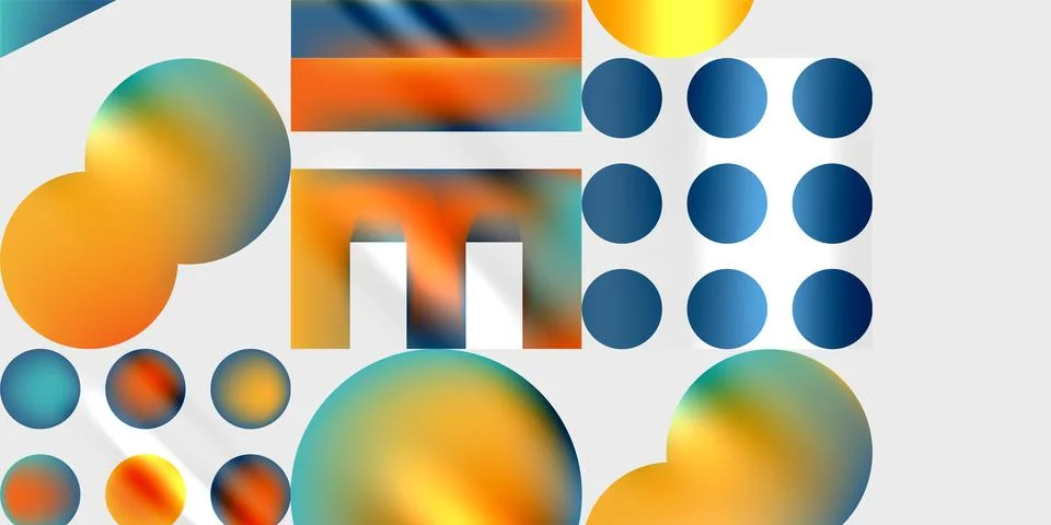 Simple shapes - circles, triangles, rectangles abstract background. Vector Stock Illustration