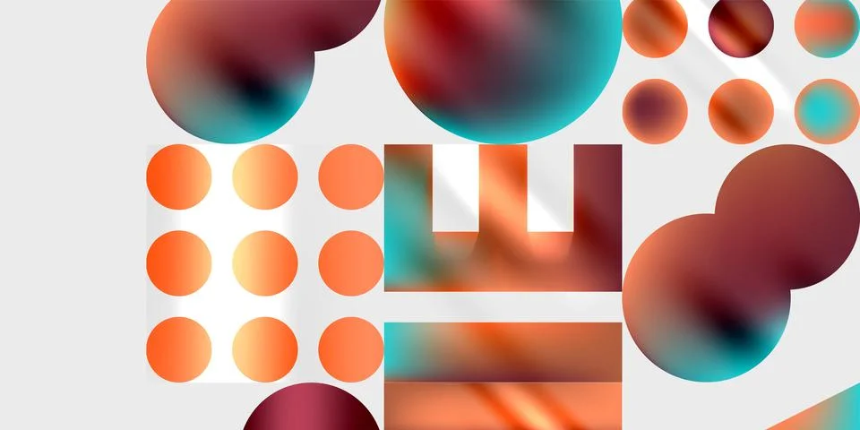 Simple shapes - circles, triangles, rectangles abstract background. Vector Stock Illustration