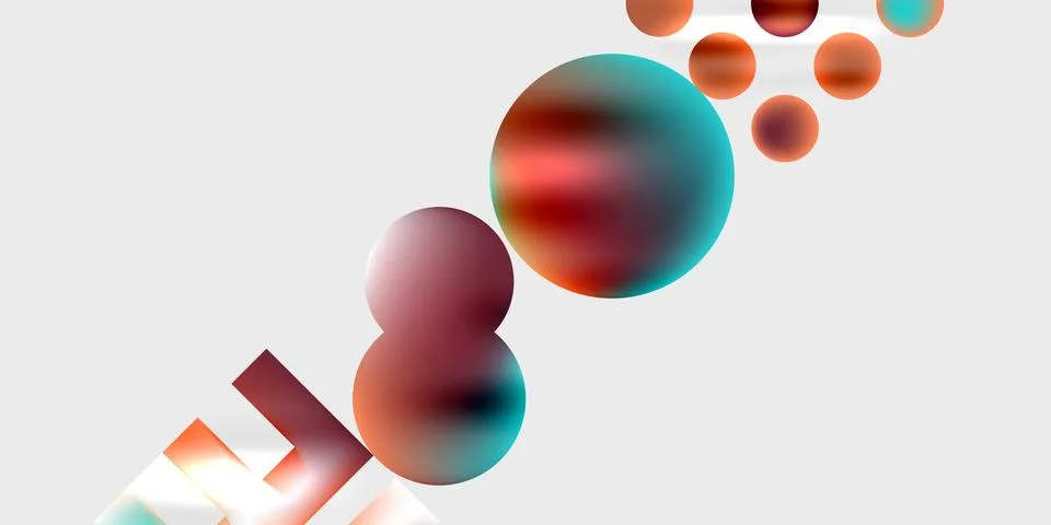 Simple shapes - circles, triangles, rectangles abstract background. Vector Stock Illustration