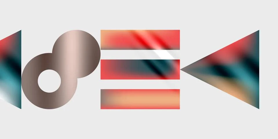 Simple shapes - circles, triangles, rectangles abstract background. Vector Stock Illustration