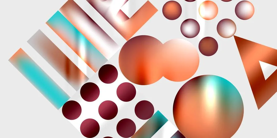 Simple shapes - circles, triangles, rectangles abstract background. Vector Stock Illustration