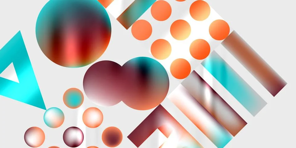 Simple shapes - circles, triangles, rectangles abstract background. Vector Stock Illustration