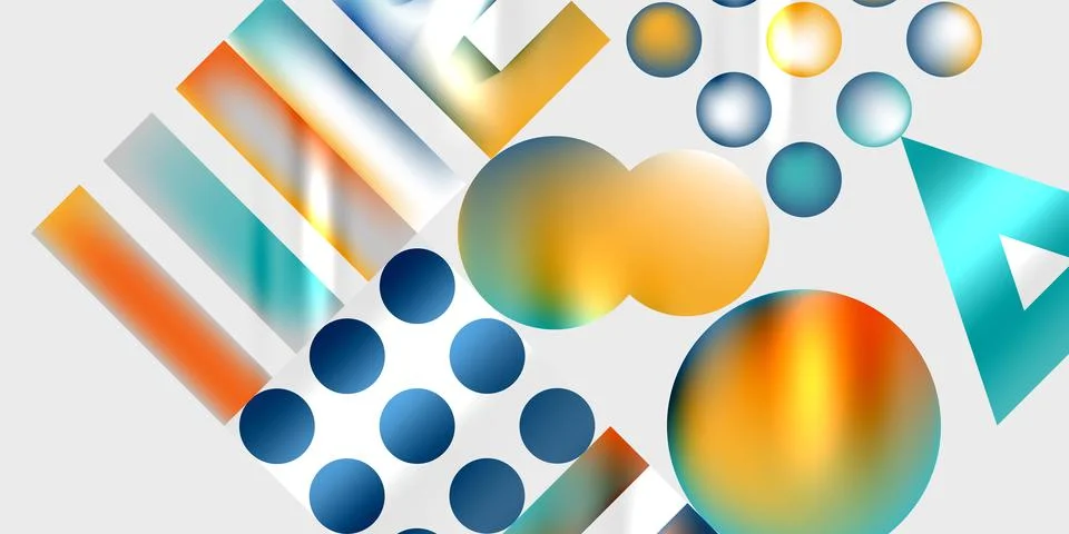 Simple shapes - circles, triangles, rectangles abstract background. Vector Stock Illustration
