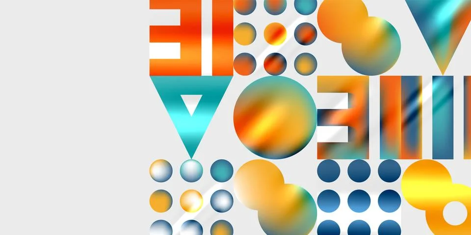 Simple shapes - circles, triangles, rectangles abstract background. Vector Stock Illustration