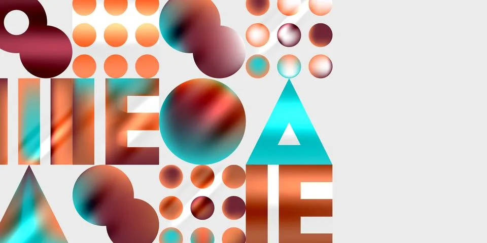 Simple shapes - circles, triangles, rectangles abstract background. Vector Stock Illustration