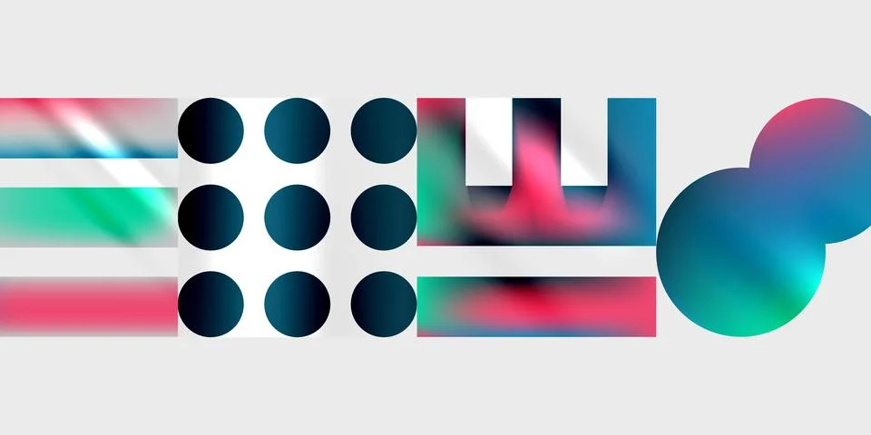 Simple shapes - circles, triangles, rectangles abstract background. Vector Stock Illustration