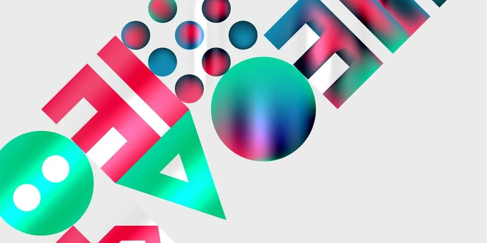 Simple shapes - circles, triangles, rectangles abstract background. Vector Stock Illustration