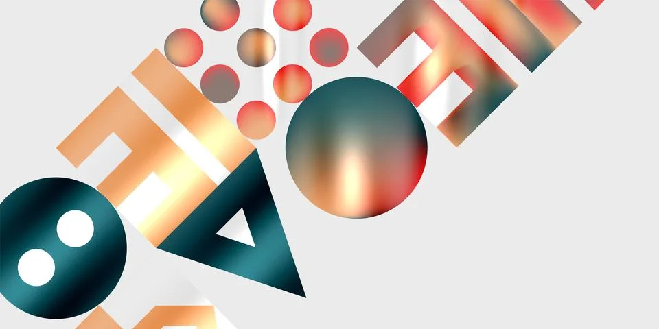 Simple shapes - circles, triangles, rectangles abstract background. Vector Stock Illustration