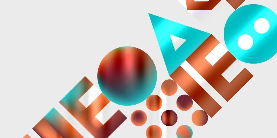 Simple shapes - circles, triangles, rectangles abstract background. Vector Stock Illustration