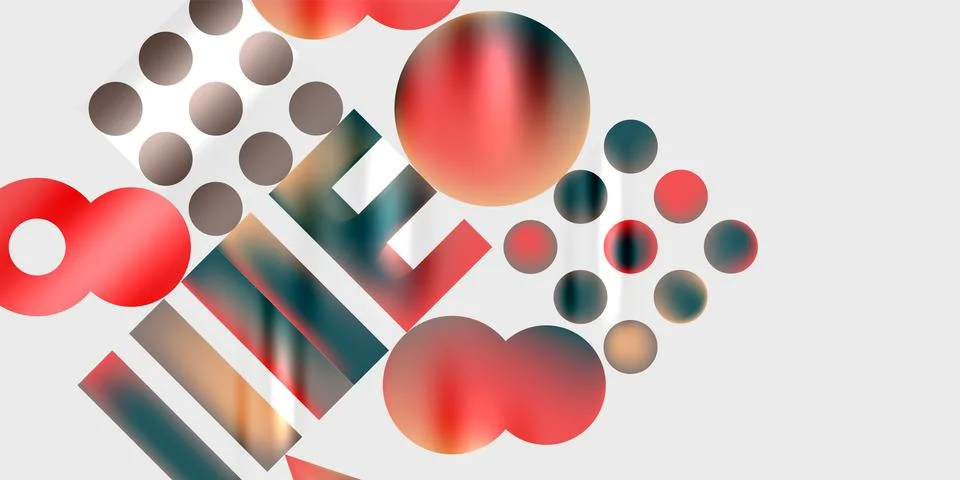 Simple shapes - circles, triangles, rectangles abstract background. Vector Stock Illustration