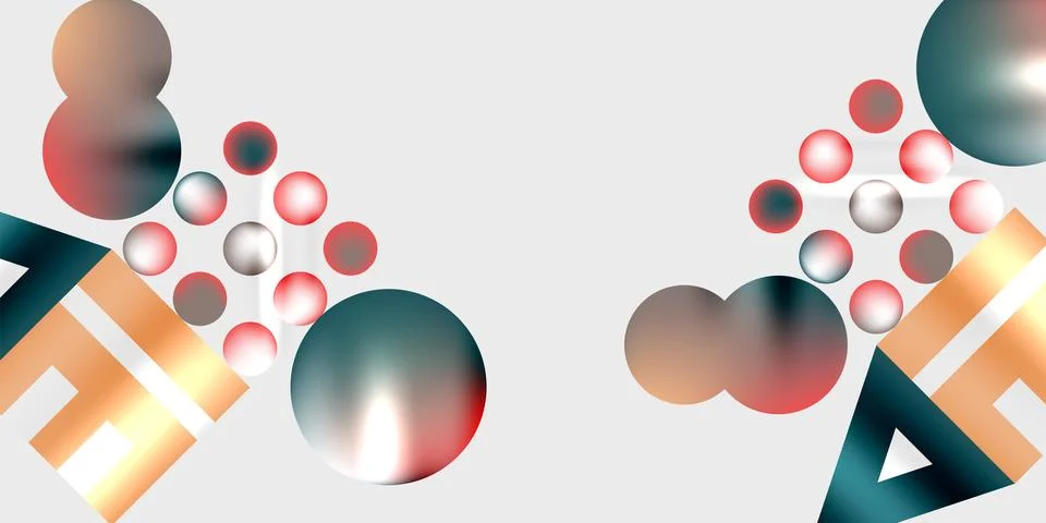 Simple shapes - circles, triangles, rectangles abstract background. Vector Stock Illustration