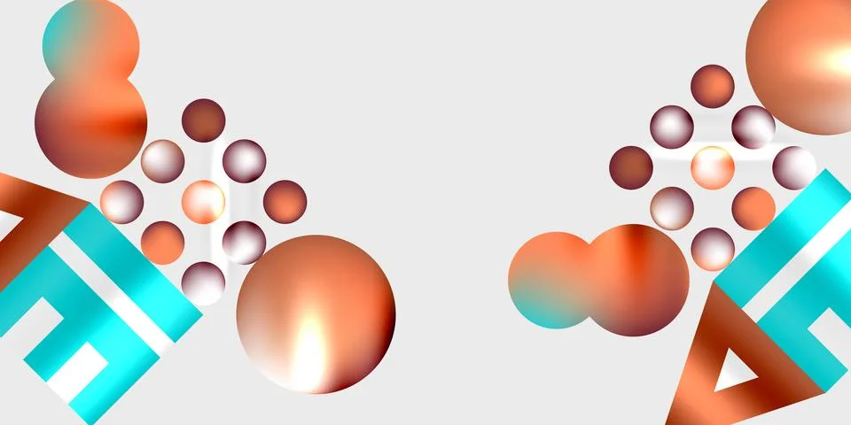 Simple shapes - circles, triangles, rectangles abstract background. Vector Stock Illustration