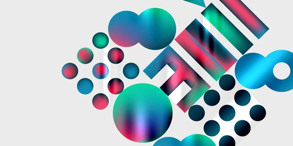 Simple shapes - circles, triangles, rectangles abstract background. Vector Illustrazione stock