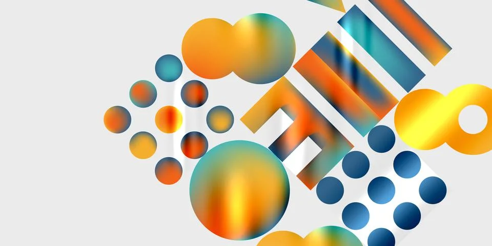 Simple shapes - circles, triangles, rectangles abstract background. Vector Stock Illustration