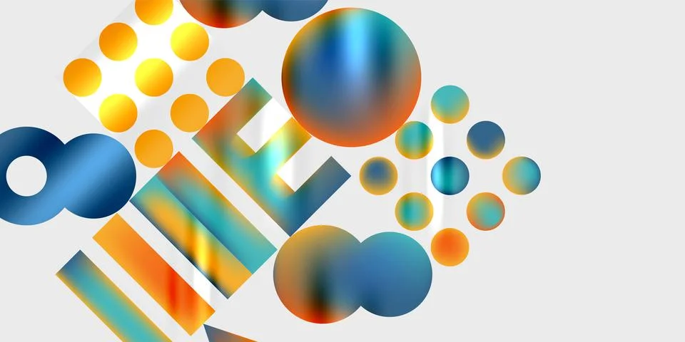 Simple shapes - circles, triangles, rectangles abstract background. Vector Stock Illustration