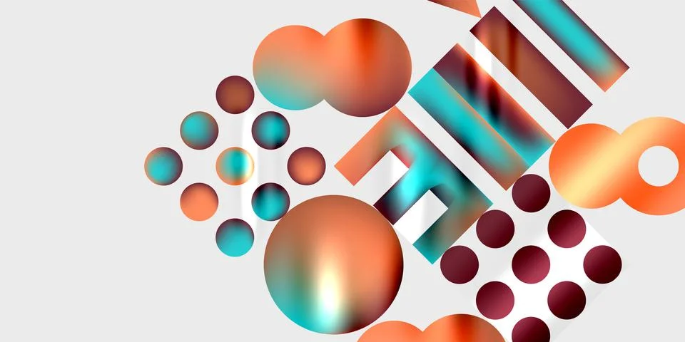 Simple shapes - circles, triangles, rectangles abstract background. Vector Stock Illustration