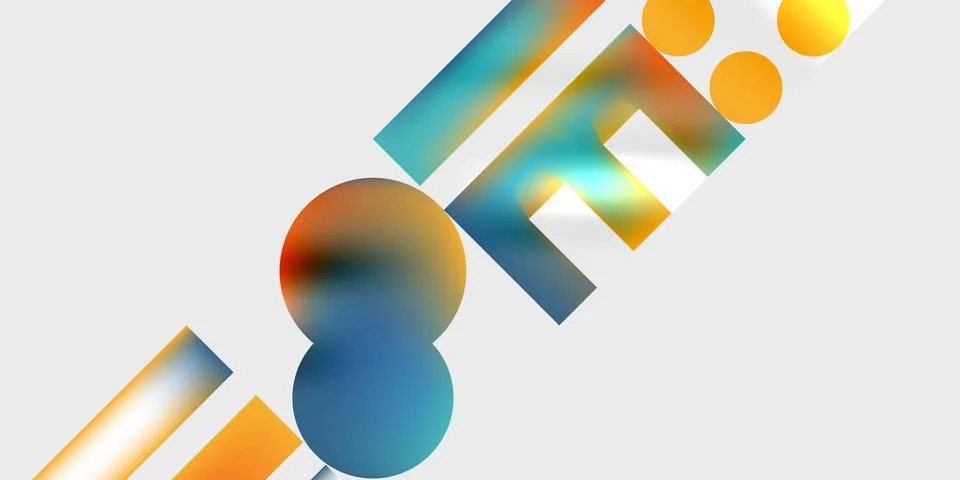 Simple shapes - circles, triangles, rectangles abstract background. Vector Stock Illustration