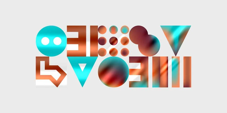 Simple shapes - circles, triangles, rectangles abstract background. Vector Stock Illustration