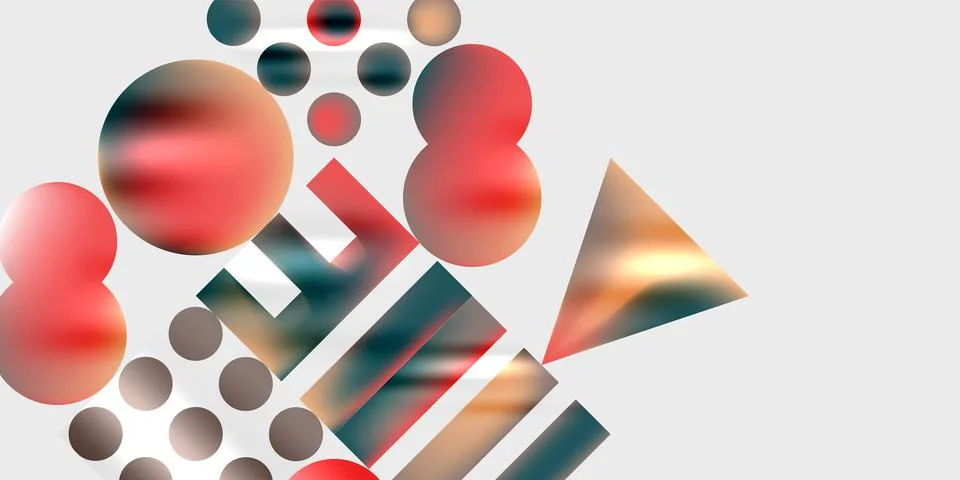 Simple shapes - circles, triangles, rectangles abstract background. Vector Stock Illustration
