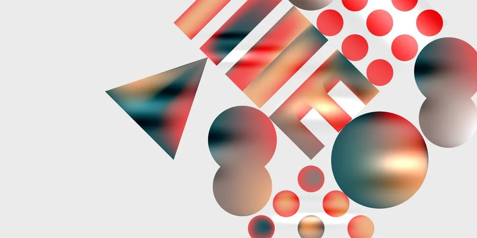 Simple shapes - circles, triangles, rectangles abstract background. Vector Illustrazione stock