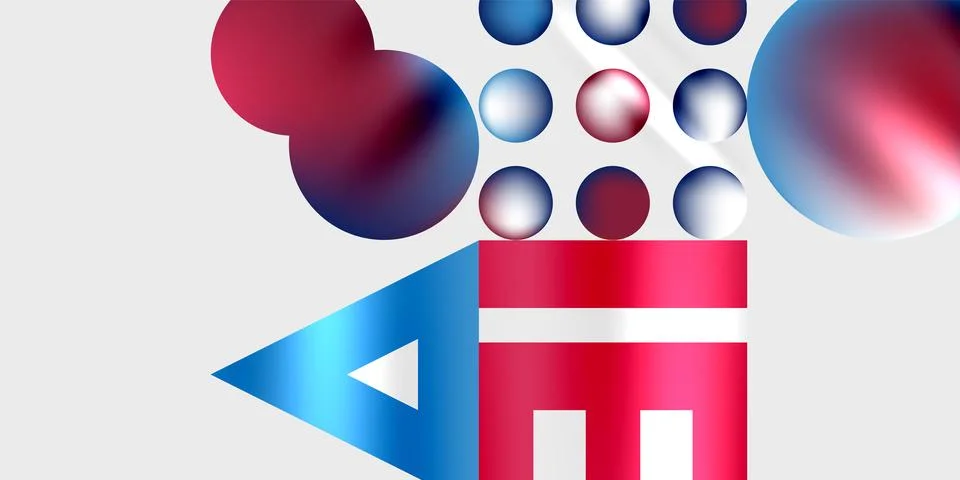 Simple shapes - circles, triangles, rectangles abstract background. Vector Illustrazione stock