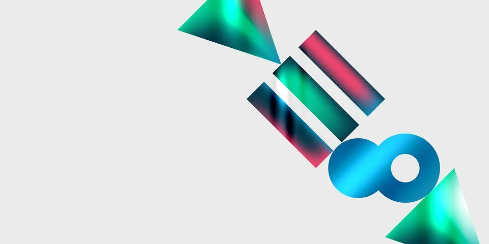 Simple shapes - circles, triangles, rectangles abstract background. Vector Stock Illustration